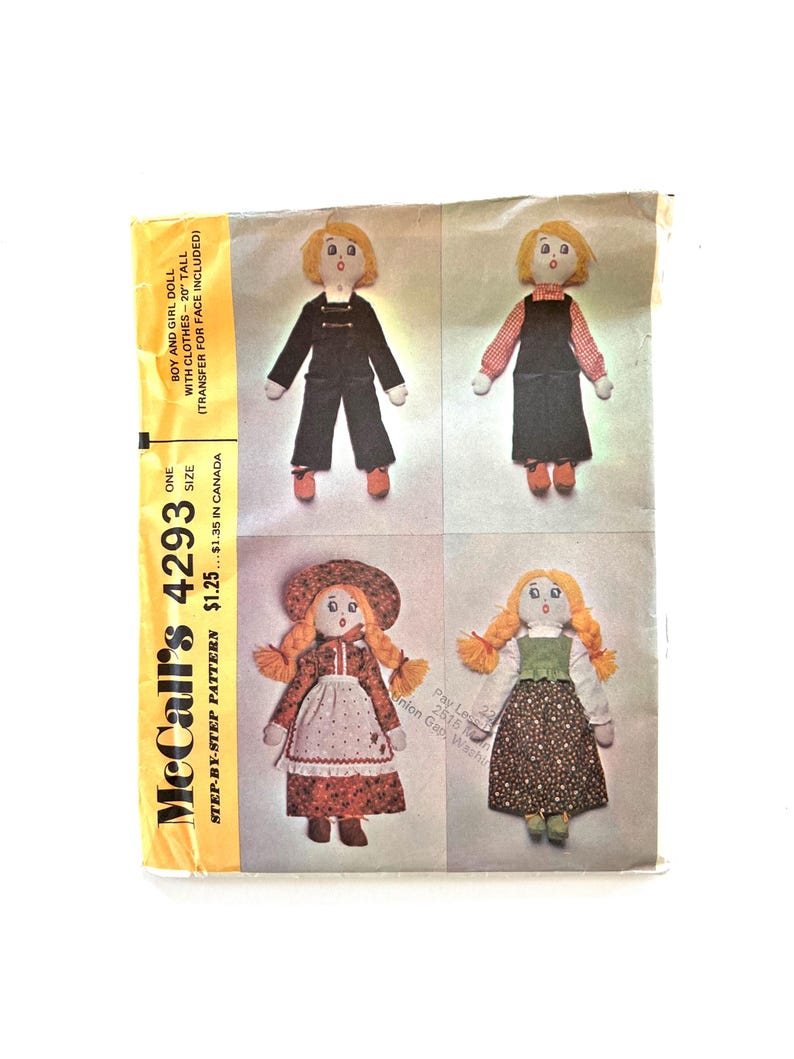 Vintage Mccalls 4293 Sewing Pattern Boy Girl Doll Clothes Uncut - Etsy