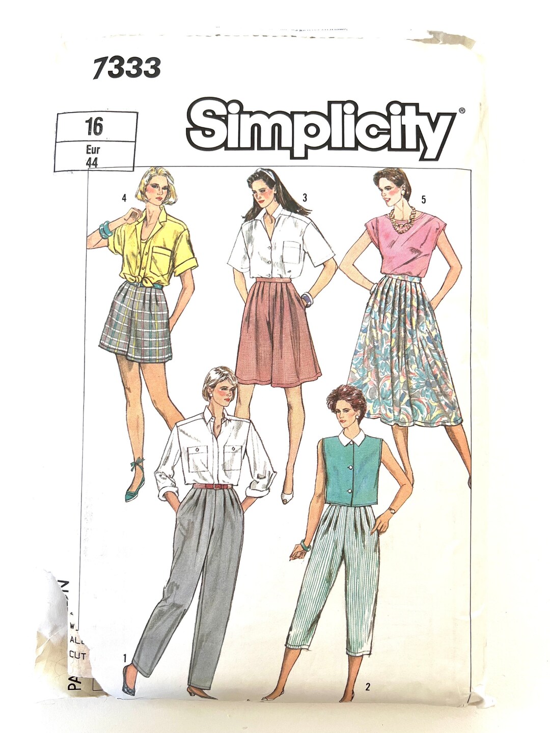 Capri Pants Simplicity Sewing Pattern 7333 Culottes Shorts Size 16 ...