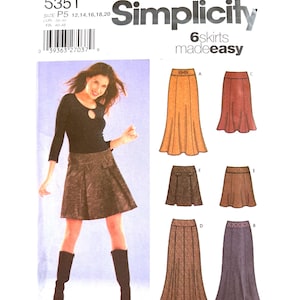 Flared Midi Skirt Sewing Pattern Simplicity 5351 Size 12-20 uncut