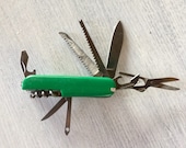 Vintage Pocket Knife Camping World Blades Can Openers Wine Cork Screw