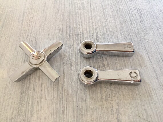 Chrome Faucet Handles Hot And Cold Water Knobs Bathroom Sink Etsy