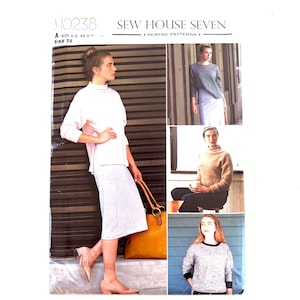 Cowl Neck Pullover Top Sew House Seven H0238 Sewing Pattern Turtle Neck Shirt XS-XL uncut