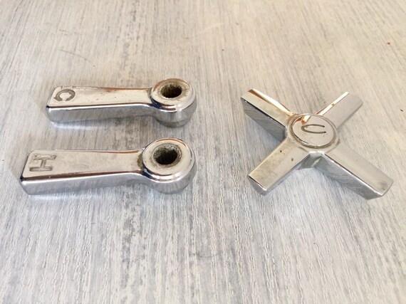 Chrome Faucet Handles Hot And Cold Water Knobs Bathroom Sink Etsy