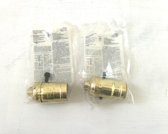 Lamp Light Socket 3 Way and Push Button Switches Brass Tone Lighting Supplies