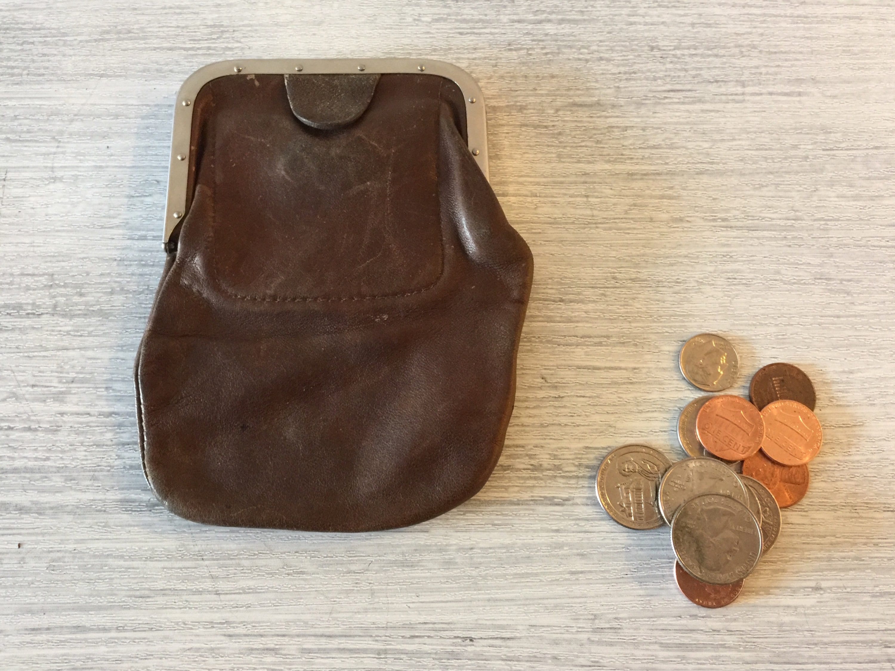 antique leather coin purse