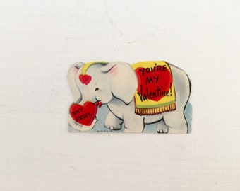 Vintage Valentine Card Elephant Unused You're My Valentine