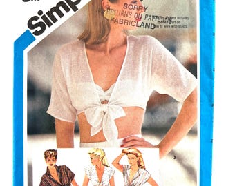 Crop Top Bandeau Sewing Pattern Simplicity 6415 Kimono Sleeves Size 10-12-14 uncut