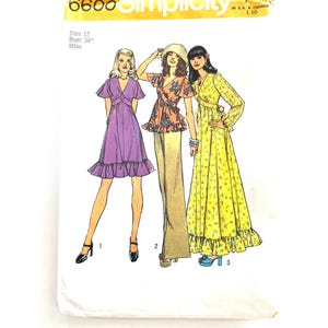 Prairie Dress Sewing Pattern Simplicity 6600 Cottage Boho Size 12 uncut