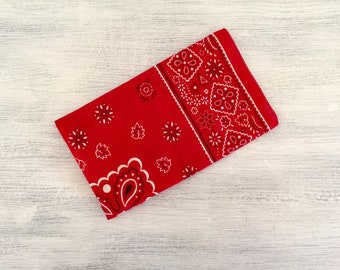 Red Fast Color Scarf, Biker Bandana, Handkerchief, Cowboy Bandanna Headband, Winter Fashion, Dog Scarf