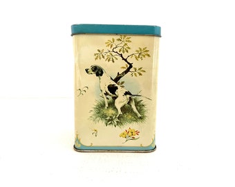 Kitchen Decor Metal Canister Tin Box Storage Containers Dogs and Pheasant