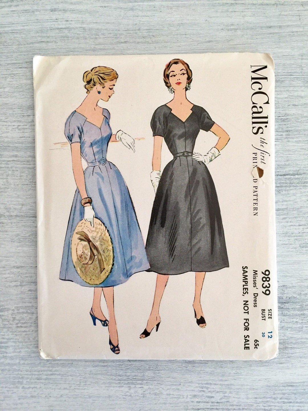 1950s Evening Dress Sewing Pattern Mccall's 9839 Vintage Fashion Size ...