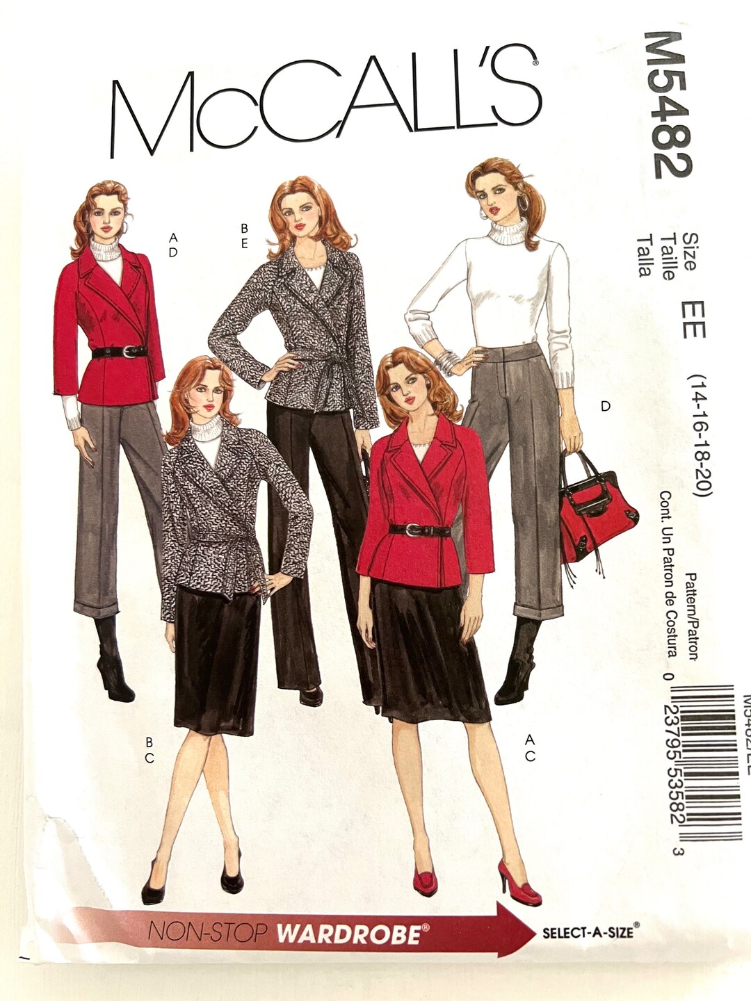Jacket Sewing Pattern Mccall's 5482 Jacket Pants Skirt Size 14-20 Uncut ...