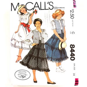 Girls Skirt & Petticoat Sewing Pattern McCall&#39;s 8440 Vest Blouse 1980&#39;s Size 14 uncut