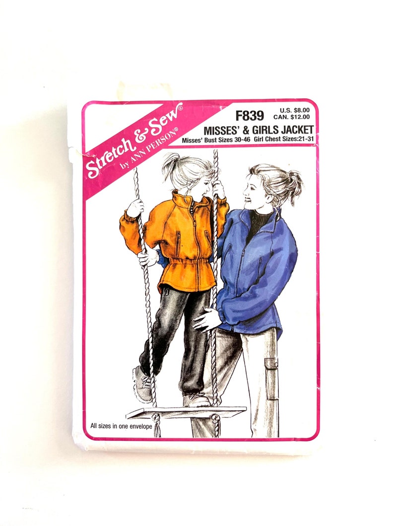 Jacket Polar Fleece Coat Sewing Pattern Stretch & Sew 839 Size XSXL