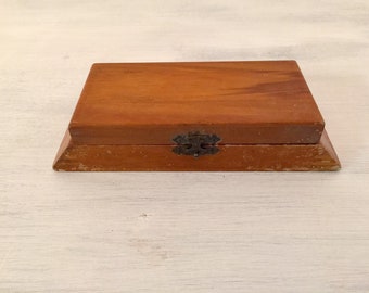 Vintage Wooden Box Jewelry Storage Keepsake Trinket  Box