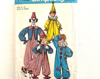 Childrens Clown Costume Boys and Girls Halloween Suit Size 6-8 uncut