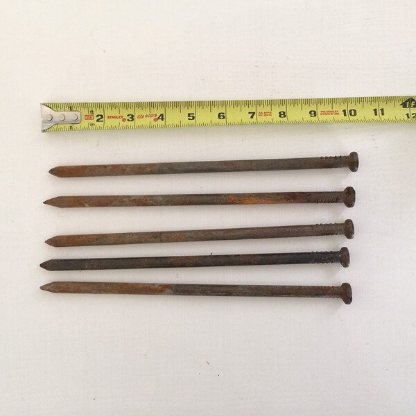 Nails Huge Rusty Nails Iron Pole Barn Nails Salvaged Hardware Metal Hooks Old Nails