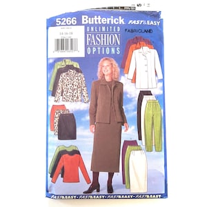 Butterick Sewing Pattern 5266 Jacket Shirt Top Skirt Pants Size 14-16-18 uncut
