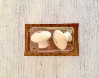 Porcelain Drawer Knobs, White Cabinet Handles (Set of 2)