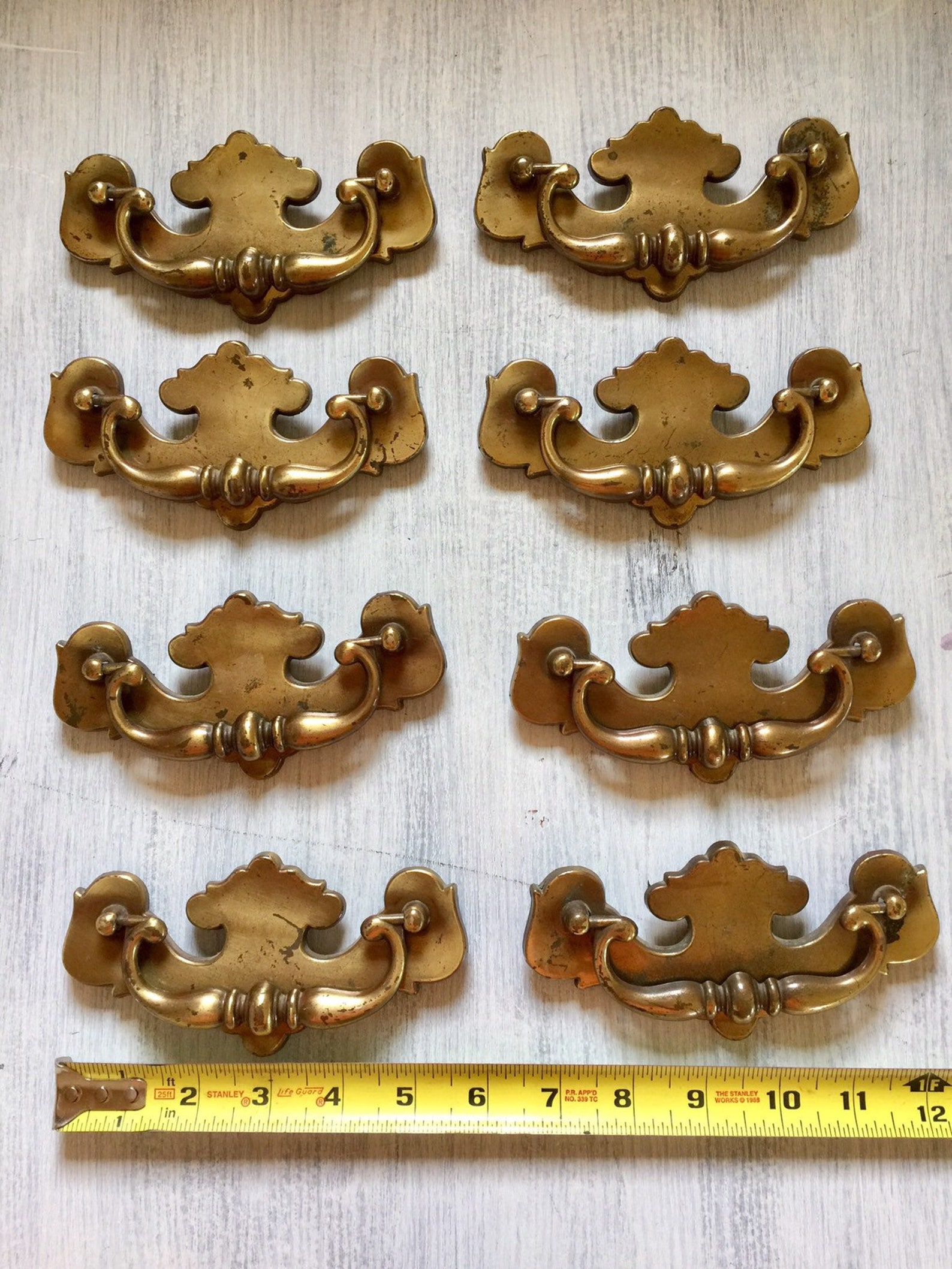 Brass Drawer Pulls Chippendale Handles Knobs Bat Wing Etsy
