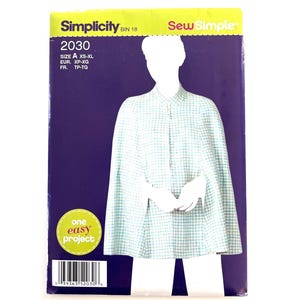 Cape Coat Capelets Simplicity Sewing Pattern 2030 Jacket Size XS-XL uncut
