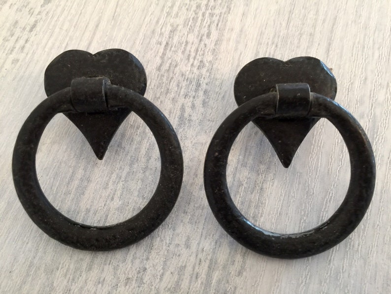 Bail Pull Cupboard Knobs Black Heart Shaped Drawer Pulls Etsy