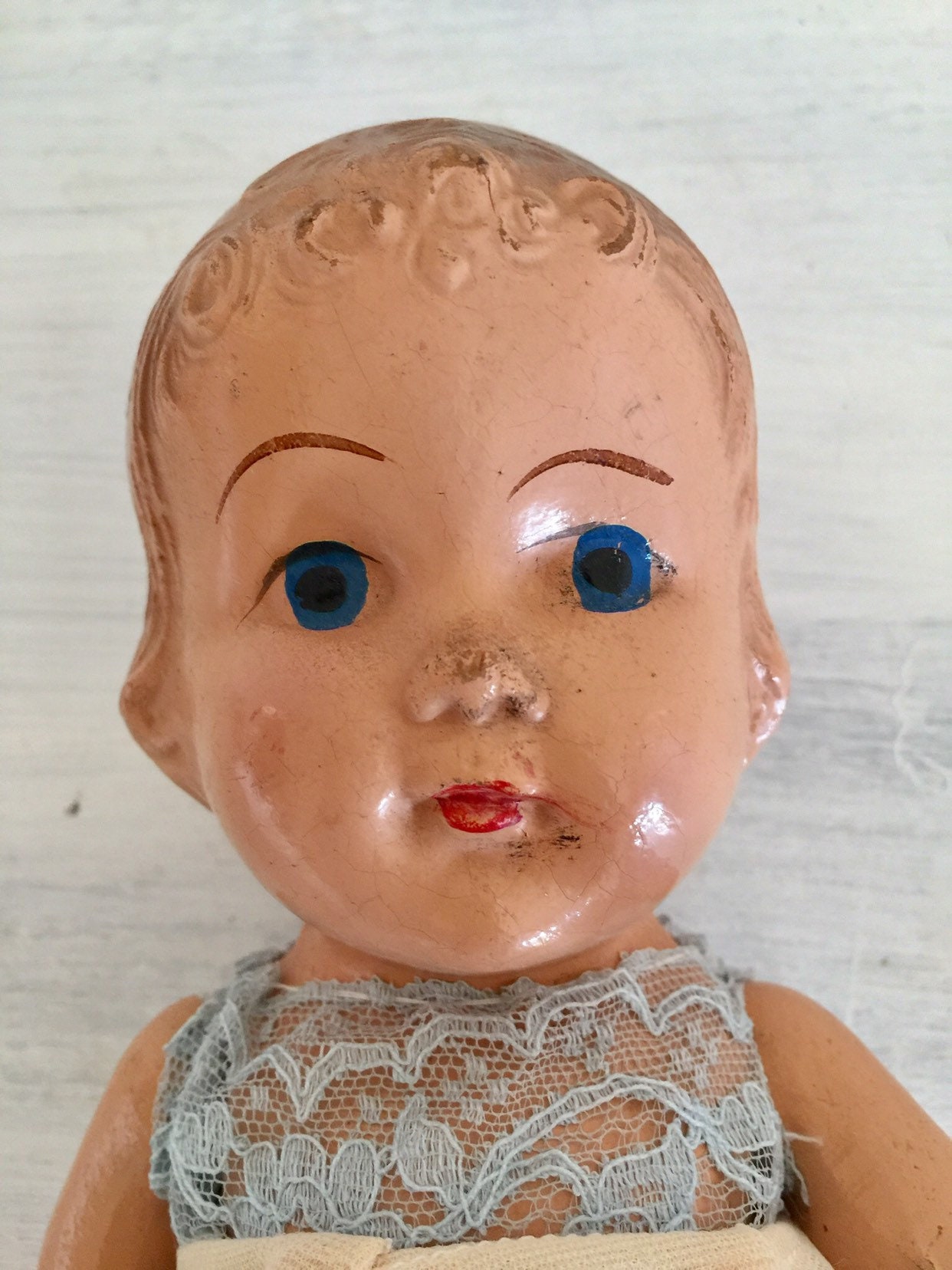 Vintage Doll With Molded Hair Collectible Dolls Etsy