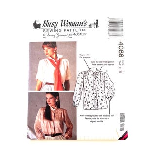 Misses Blouse and Jabot Tie Sewing Pattern McCall&#39;s 4086 Front Button Shirt Size 16 uncut