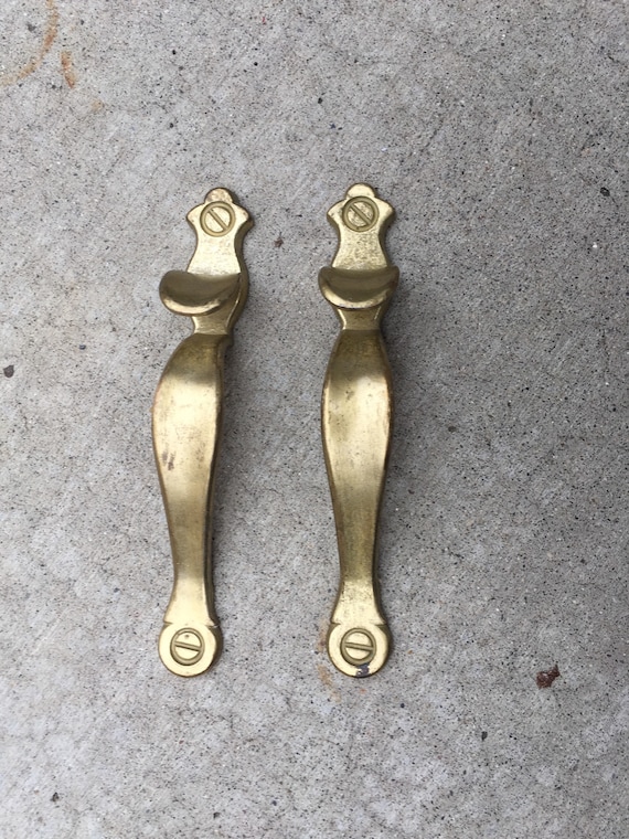 Brass Cabinet Handles Vintage Cupboard Knobs Door Handles Etsy