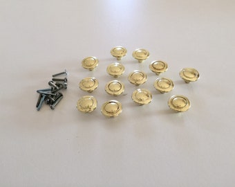 14 Brass Tone Cabinet Knobs, Salvaged Drawer Pulls
