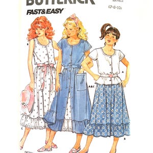 Girls Ruffled Skirt Sewing Pattern Simplicity 4901 Shirt Top Size 7-8-10 uncut