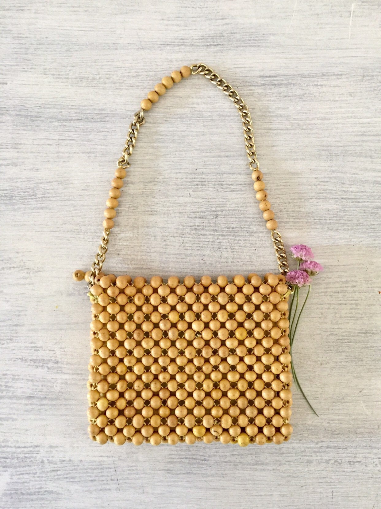 ショルダーバッグ・ポシェット RUBATI Handmade tassel wooden bead bag brown Wooden Beaded Bag I Beaded Purse I Clutch Bag I Beaded