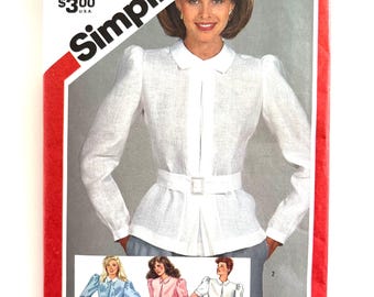 Button Back Blouse Sewing Pattern Simplicity 6222 Collar Shirt Size 10 uncut