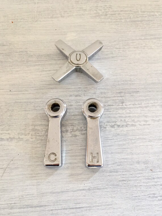 Chrome Faucet Handles Hot And Cold Water Knobs Bathroom Sink Etsy