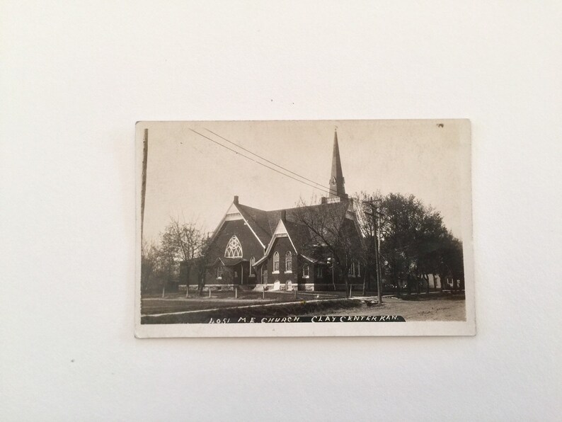 Real Photo Postcard Methodist Church Clay Center Kansas RPPC Etsy