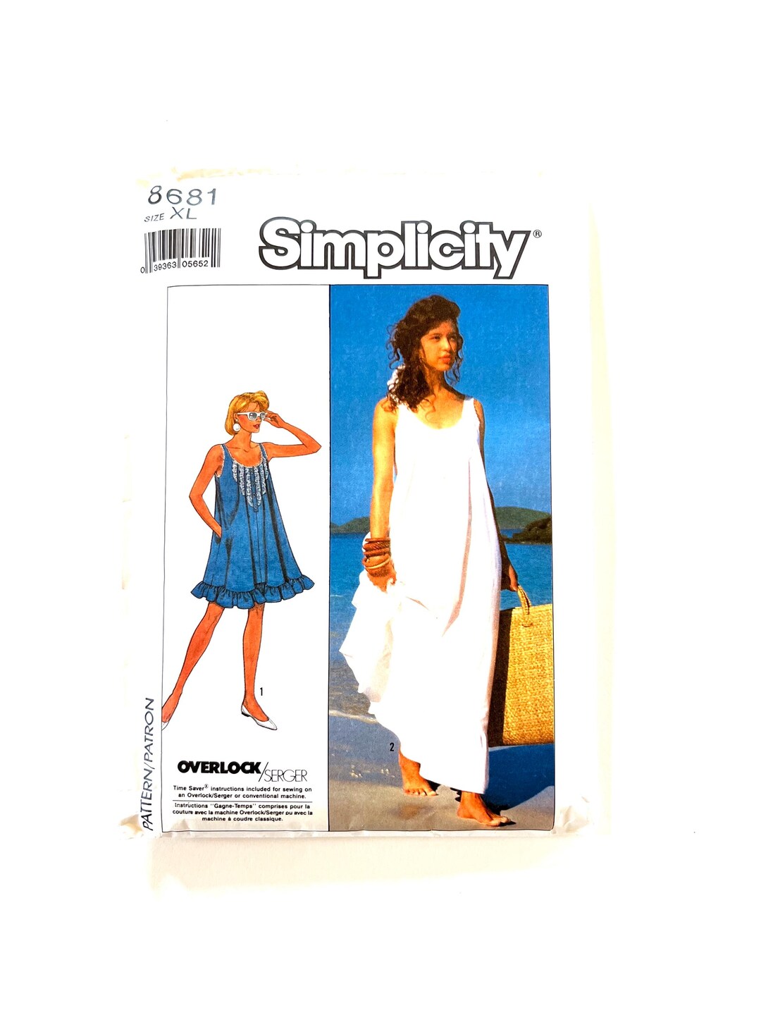 1980's Nightgown Sewing Pattern Simplicity 8681 Ruffle Sun Dress Size ...