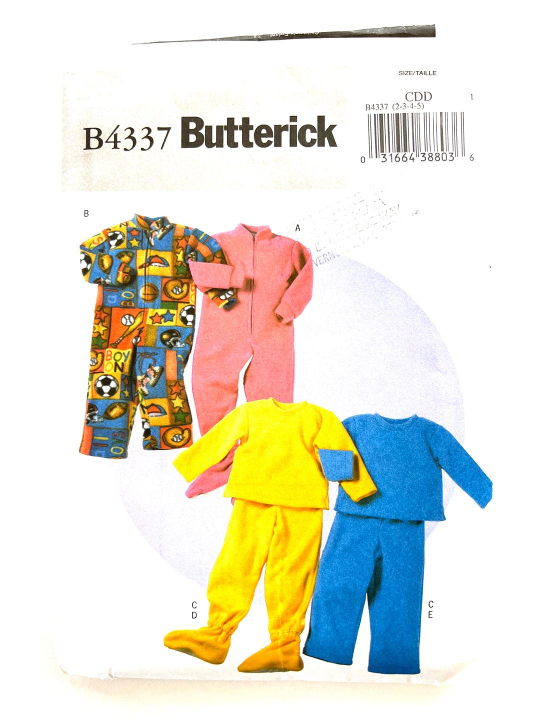 Children's Loungewear Pajamas Sewing Pattern Butterick 4337 Size 2-5 ...