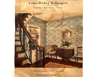 Sears Roebuck and Co. Wallpaper Catalog Book 1942 Vintage Home Decor Scrapbooking