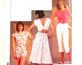 Cropped Pants & Top Simplicity 6853 Sewing Pattern Skirt Capri Size 8-12 uncut