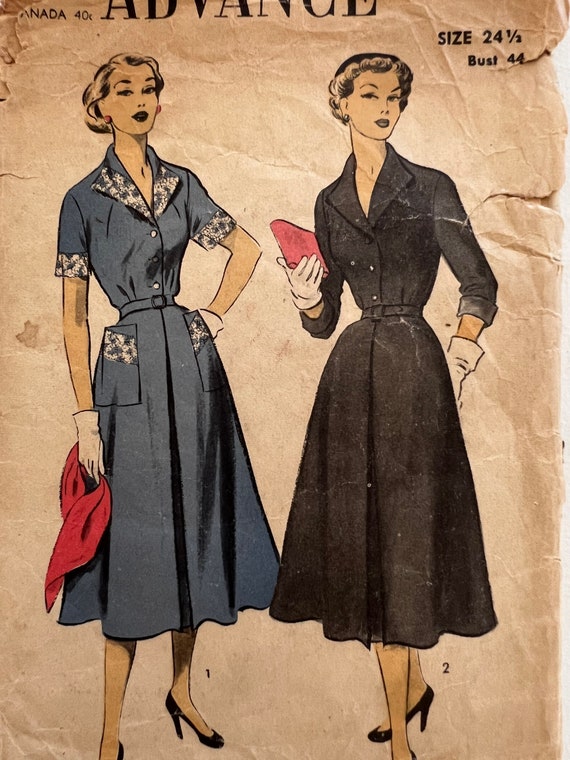 大人気！まとめ一覧 Vintage Sewing Dress Down Button Collar Pattern Dress ワンピース