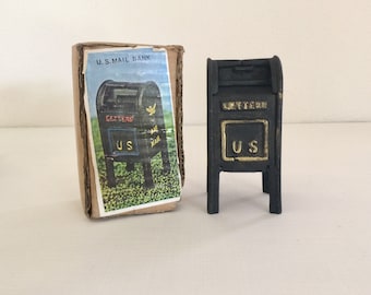 Cast Iron Piggy Bank - Vintage Cast Iron - Collectible US Mail Metal Bank - Door Stop