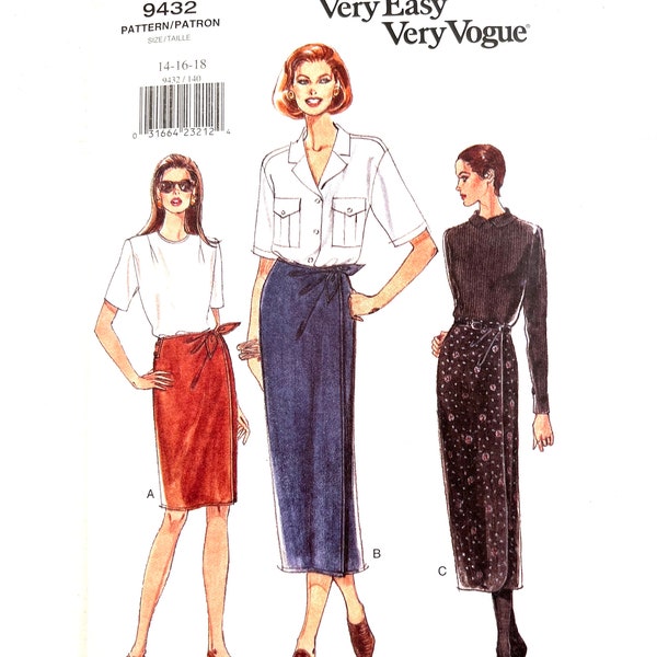 Wrap Around Skirt Sewing Pattern Vogue 9432  Size 14-16-18 uncut