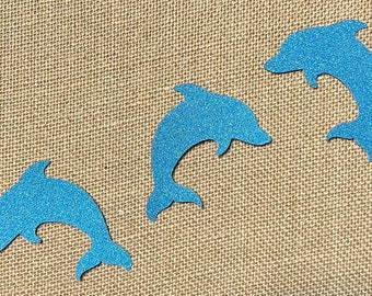 Dolphin 'NO MESS' Glitter Die Cut Outs Handmade Scrapbooking Birthday Party Wedding Anniversary Invitation Collection Stationery Decoration