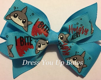 4" shark hair bow