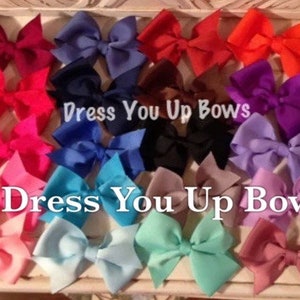 Choose 12 hair bows - 4&quot; baby toddler hair bow teen hair bow clip, wholesale lot of bows, 4 inch solid color birthday party favor hair bows