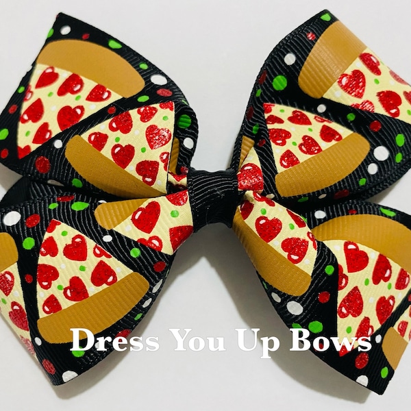 4" pizza hair bow clip, pepperoni pizza hair bow clip, girls pizza birthday party favor, baby toddler teen adult womens ladies hair bow clip