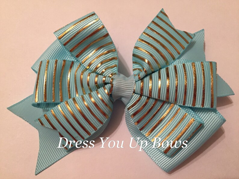 Easter hair bow set of 6 hair bow clips wholesale bow lot gold and hot pink hair bow gold striped yellow hair bow gold and blue hair bow