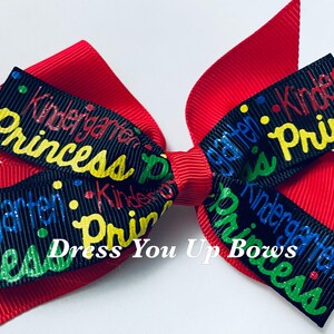 4&quot; school hair bow clip, kindergarten hair bow clip, red school hair bow clip