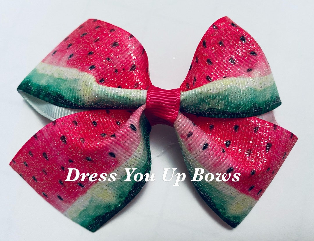 4 Glitter Watermelon Ribbon Hair Bow Clip Baby Toddler Etsy