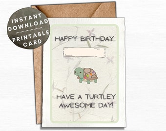 Turtley Awesome Birthday Card - Etsy